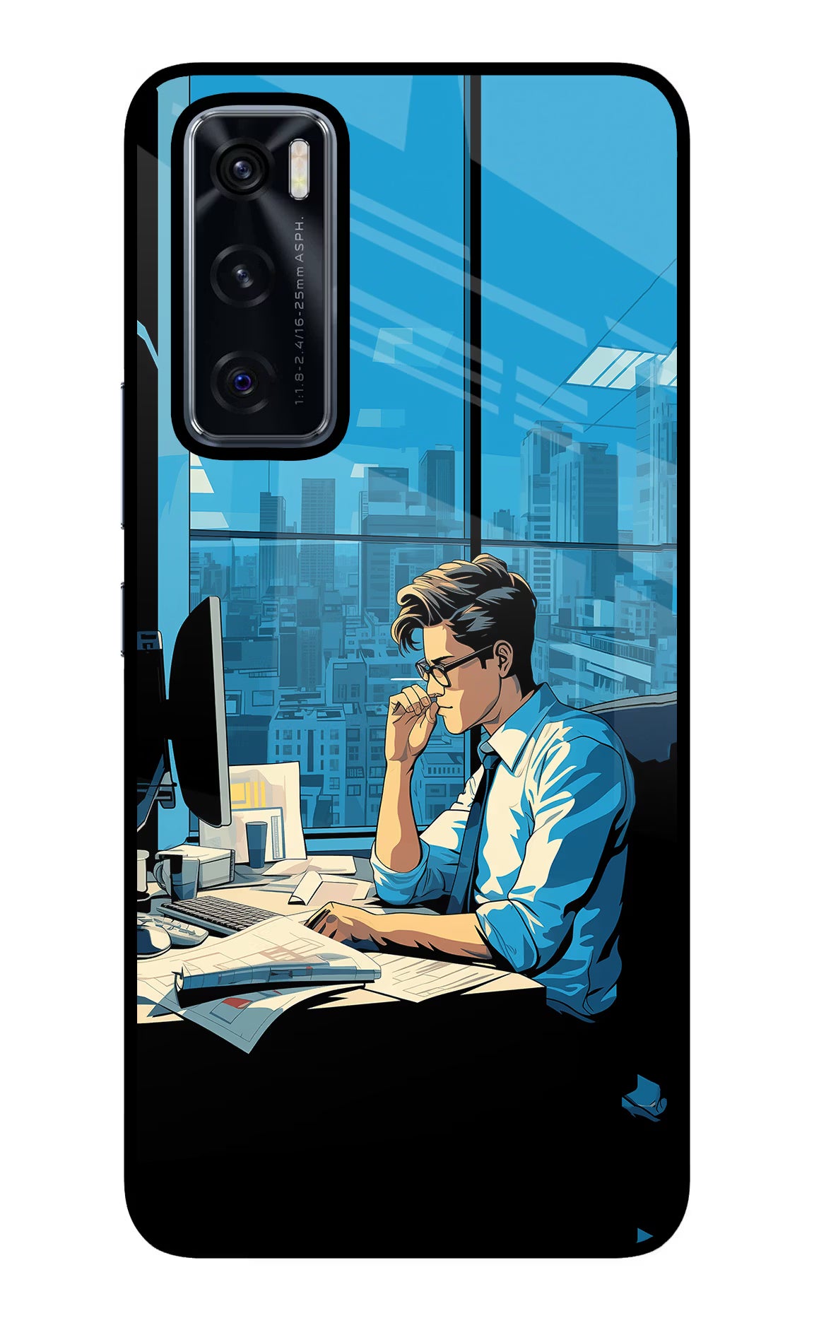 Focused Hustler (AI Generated) Vivo V20 SE Glass Case Back Cover by Casekaro