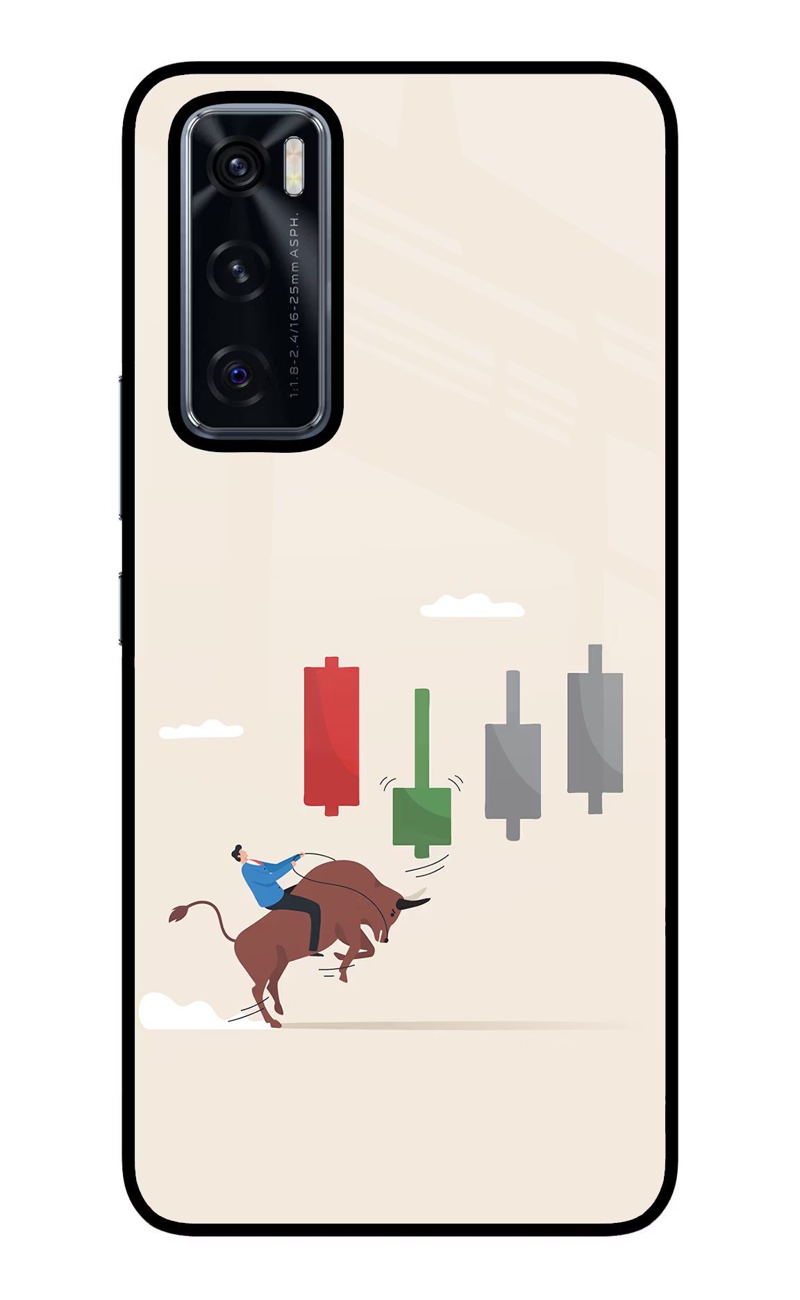 Bull Trading Momentum Vivo V20 SE Glass Case Back Cover by Casekaro