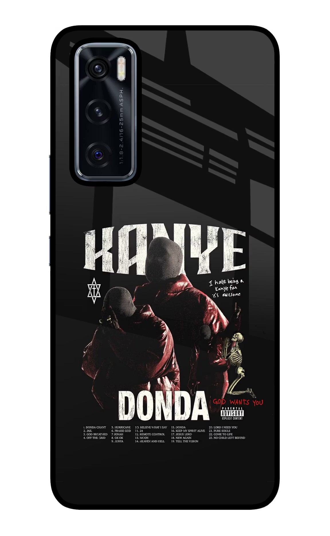 Donda Kanye West Vivo V20 SE Glass Case Back Cover by Casekaro