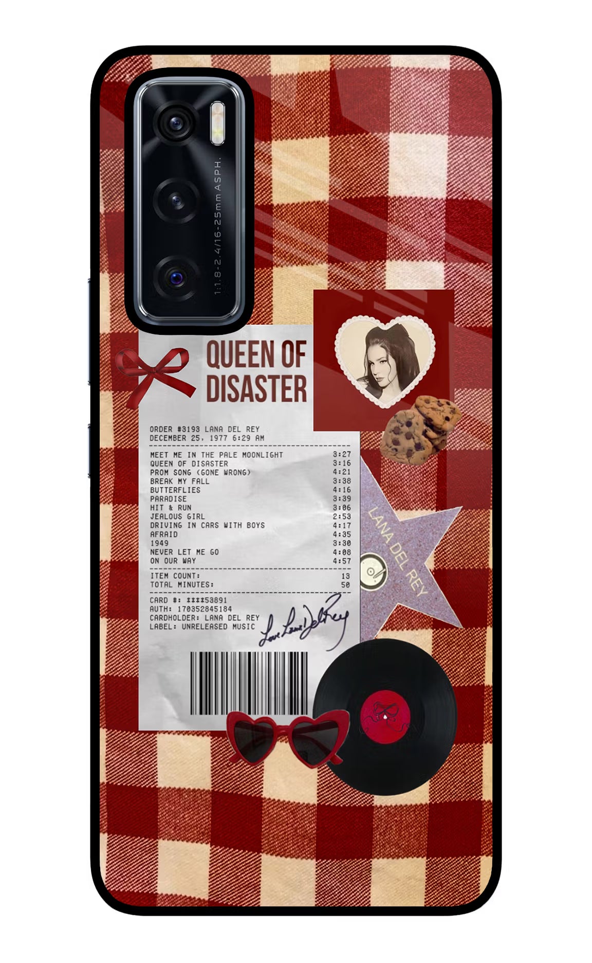 Queen of Disaster Vivo V20 SE Glass Case Back Cover by Casekaro