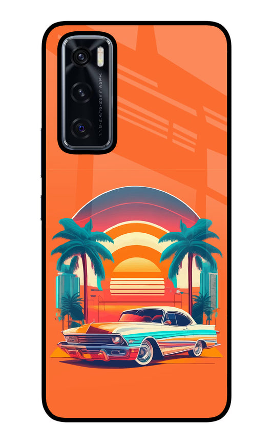 Palm Drive 80s Vivo V20 SE Glass Case