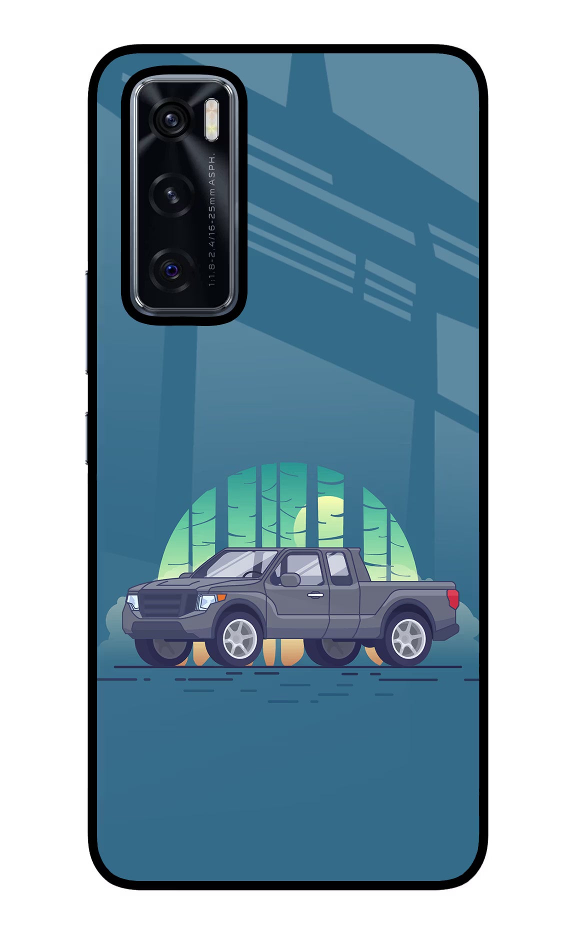 Retro Garage Vibe Vivo V20 SE Glass Case Back Cover by Casekaro