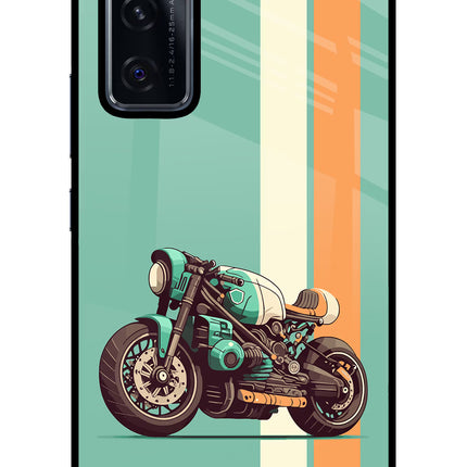 Striped Moto Drift Vivo V20 SE Glass Case