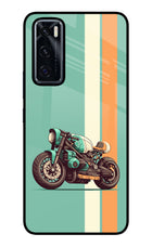 Striped Moto Drift Vivo V20 SE Glass Case