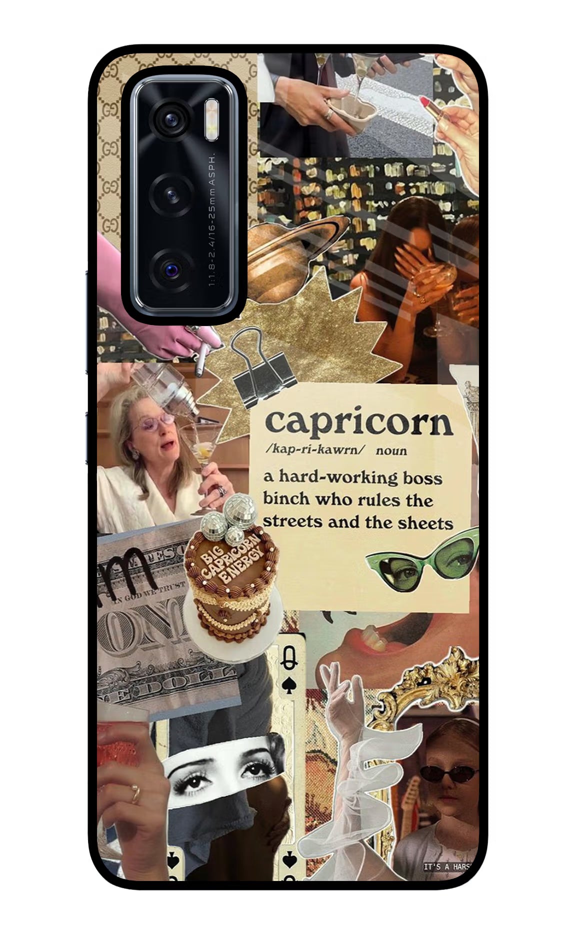 Capricorn Zodiac Vivo V20 SE Glass Case Back Cover by Casekaro
