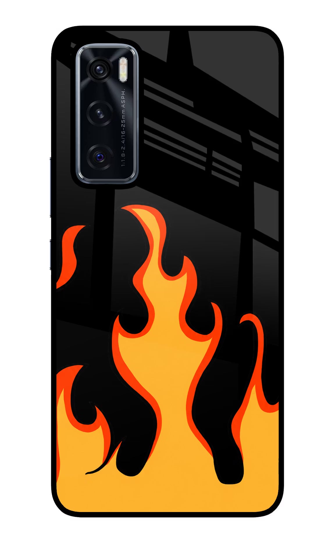 Fired Up – Black Vivo V20 SE Glass Case