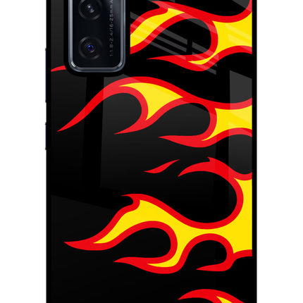 Side Sweep Flames Vivo V20 SE Glass Case