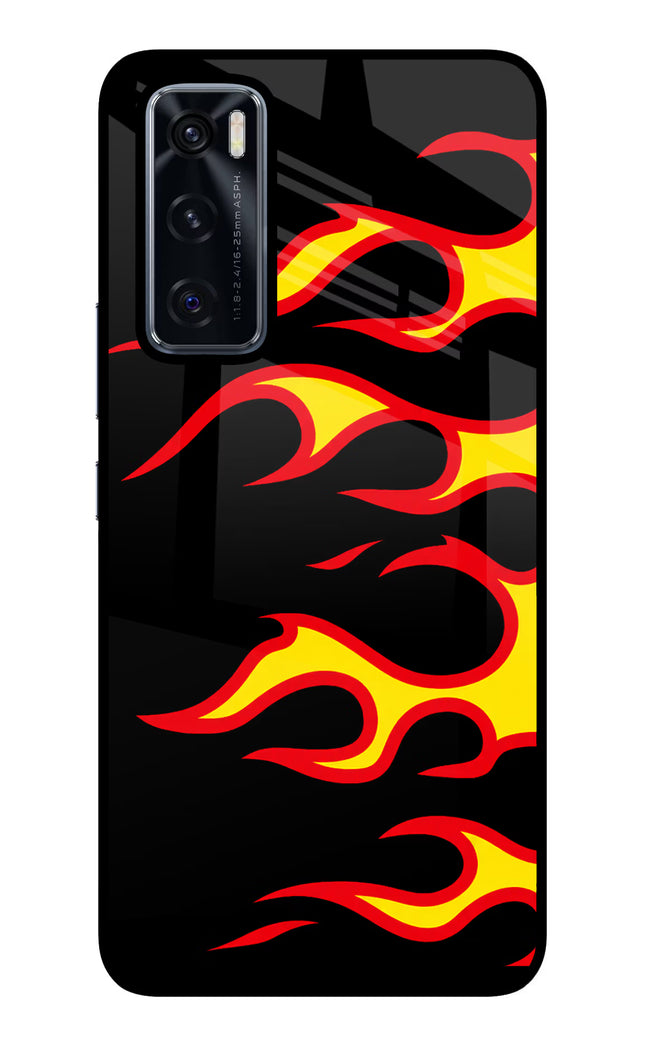 Side Sweep Flames Vivo V20 SE Glass Case