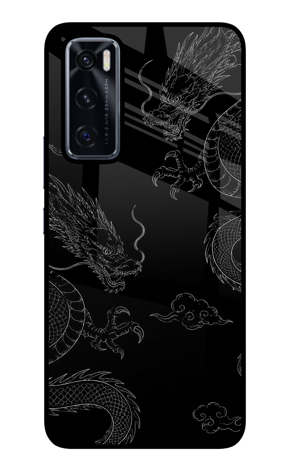 Twin Dragons Vivo V20 SE Glass Case Back Cover by Casekaro