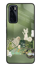 Aesthetic anime Vivo V20 SE Glass Case