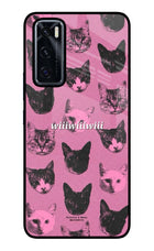 Pink Cats Vivo V20 SE Glass Case