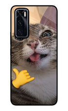 Silly Cat Call Vivo V20 SE Glass Case