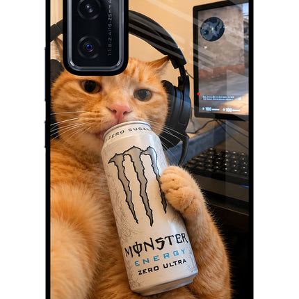 Gamer Cat Energy Vivo V20 SE Glass Case