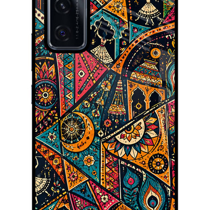 Folk Print Vivo V20 SE Glass Case