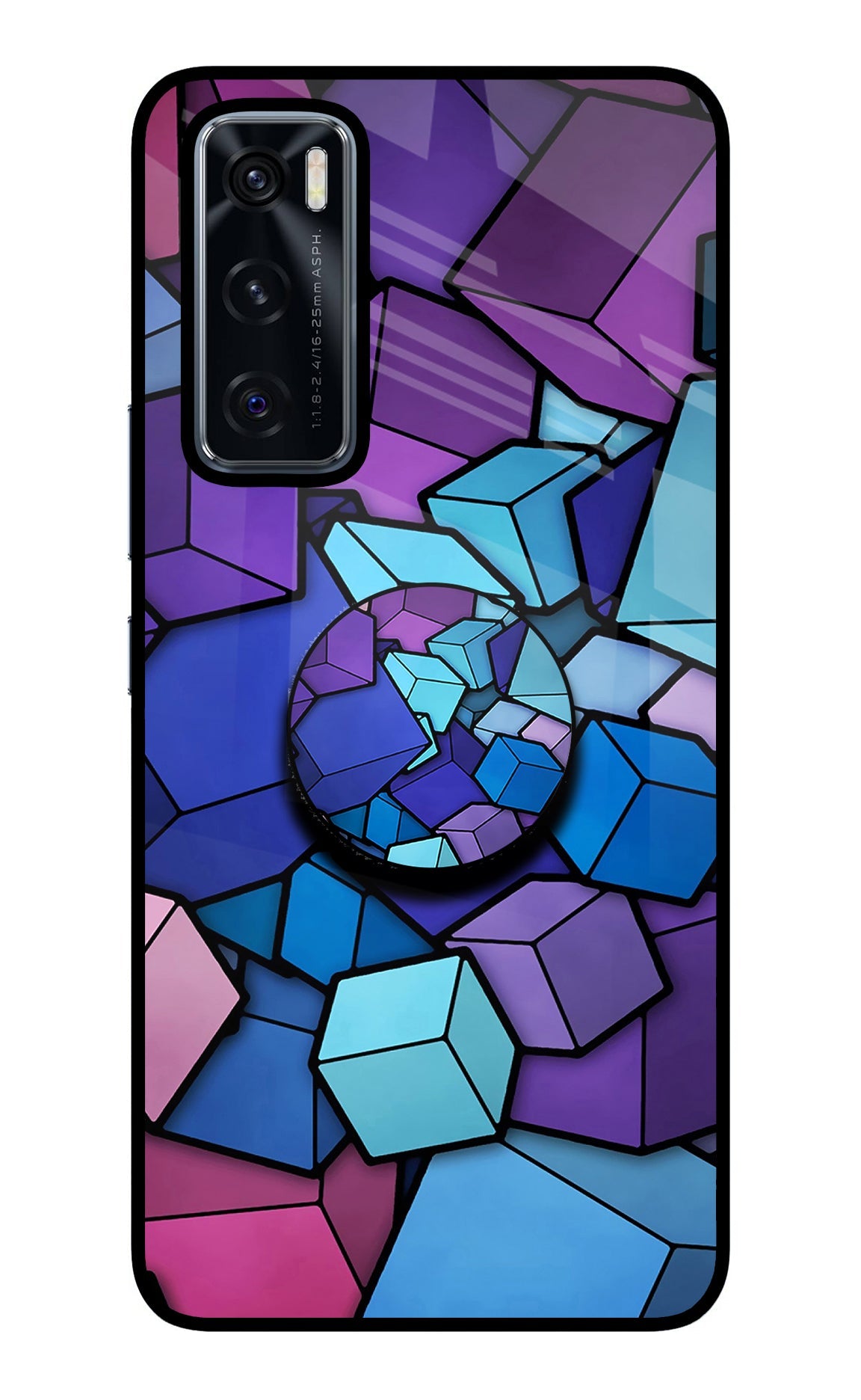 Cubic Abstract Vivo V20 SE Glass Case