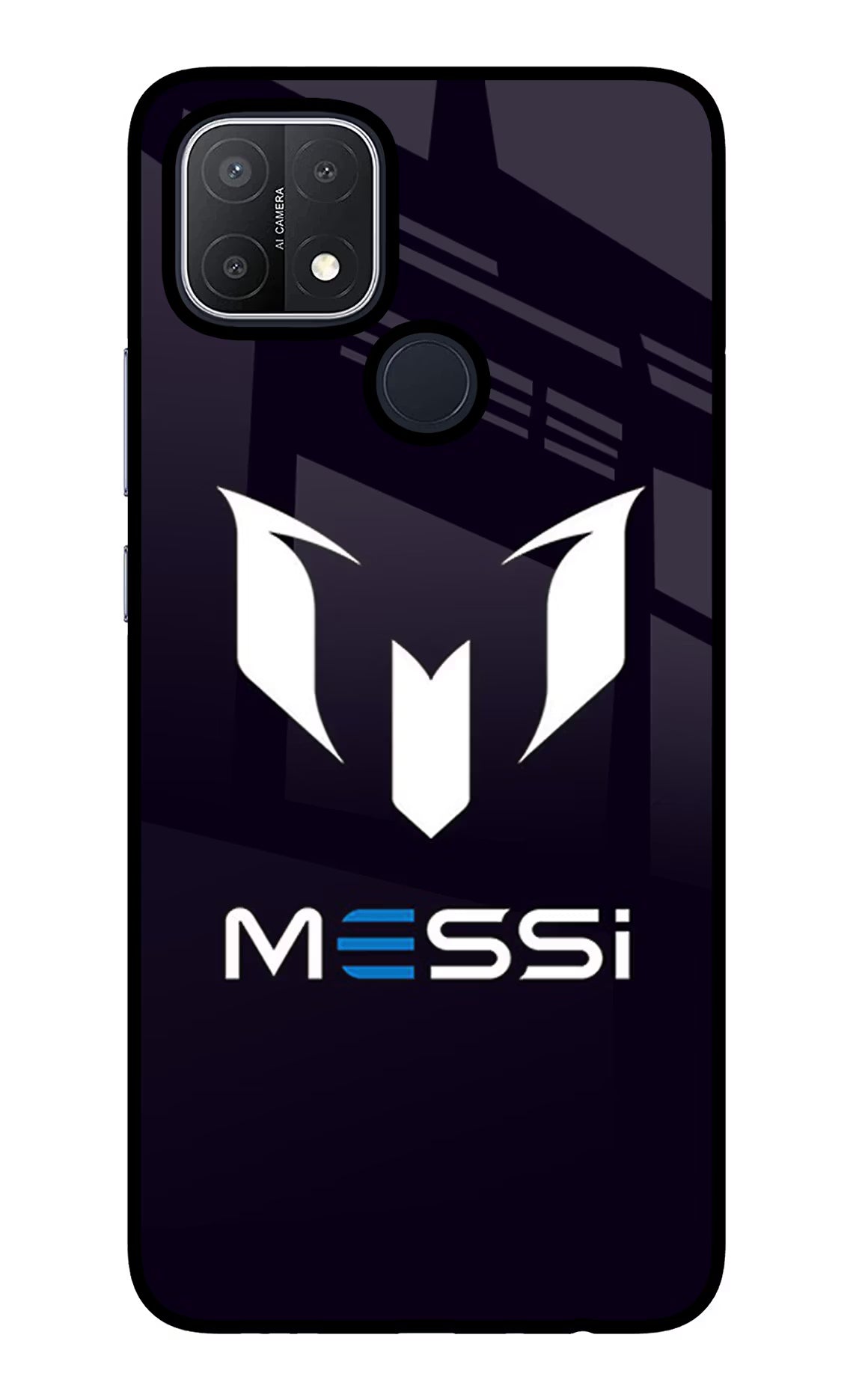 Messi Logo Oppo A15/A15s Glass Case Back Cover by Casekaro