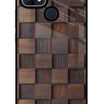 Wooden Cube Design Oppo A15/A15s Glass Case