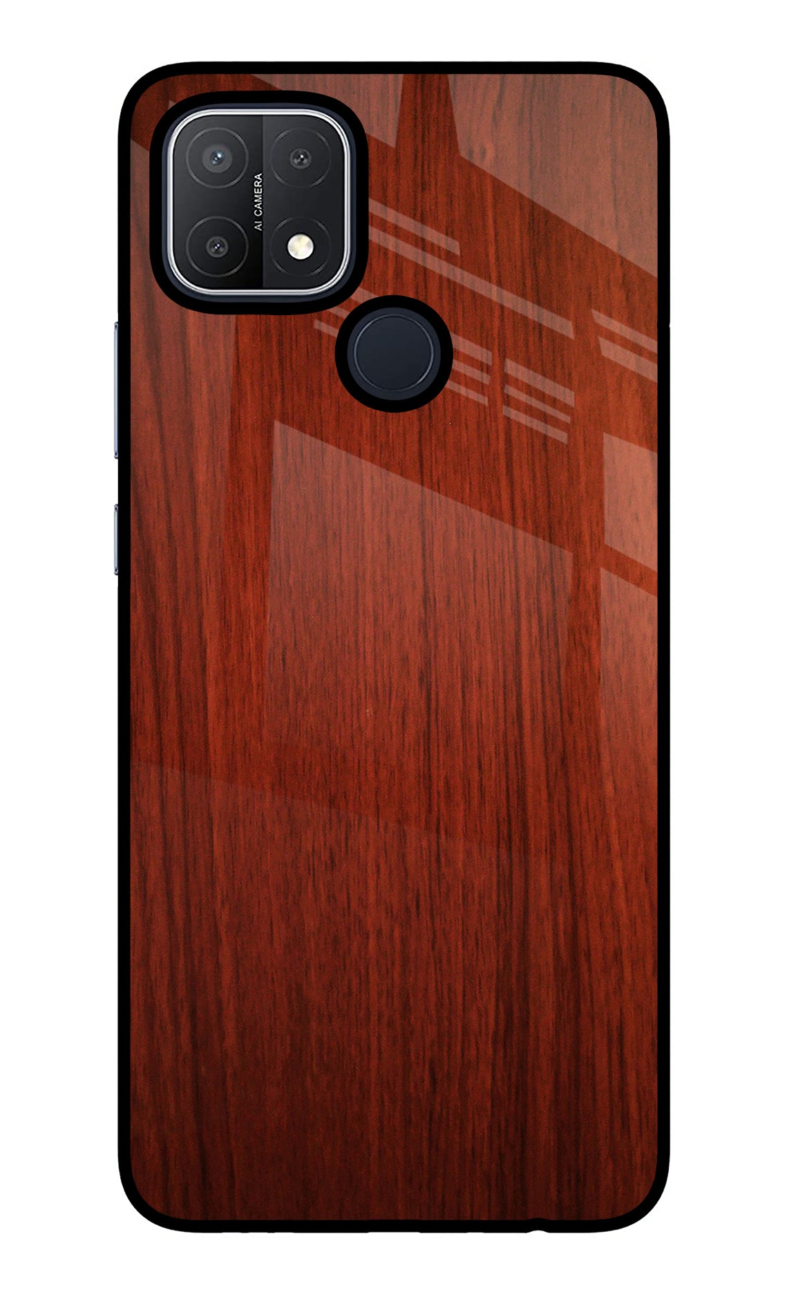 Wooden Plain Pattern Oppo A15/A15s Glass Case