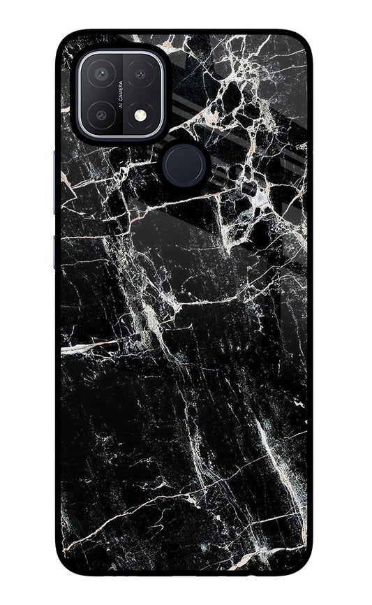 Black Marble Texture Oppo A15/A15s Glass Case
