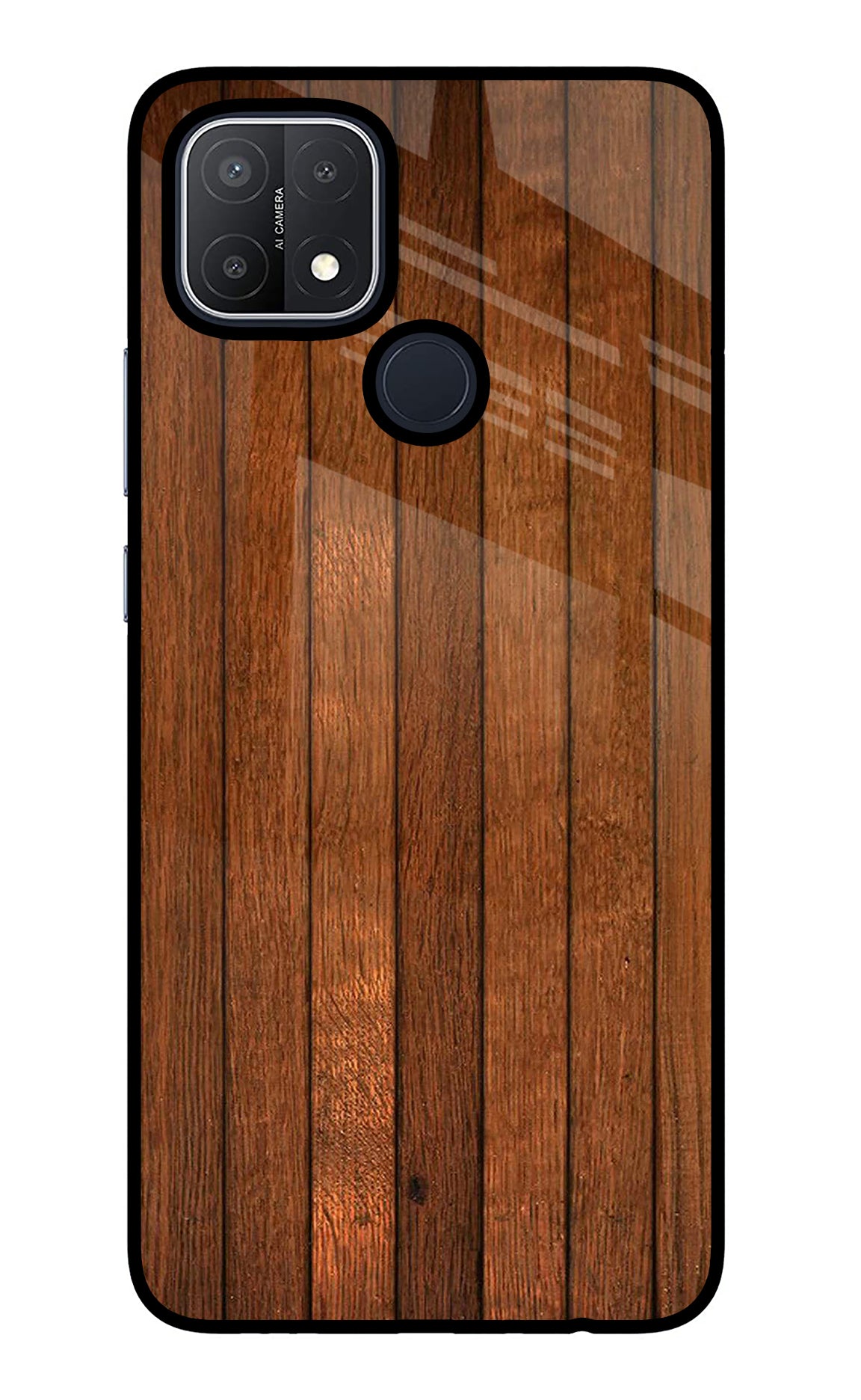 Wooden Artwork Bands Oppo A15/A15s Glass Case