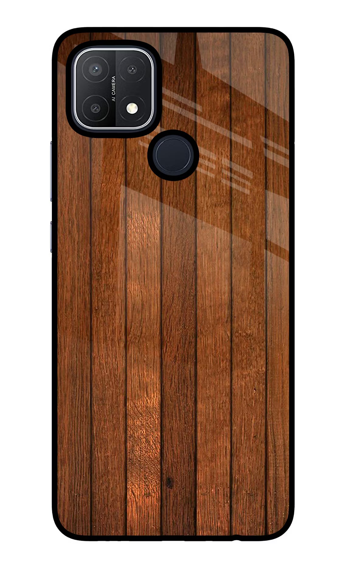 Wooden Artwork Bands Oppo A15/A15s Glass Case Back Cover by Casekaro