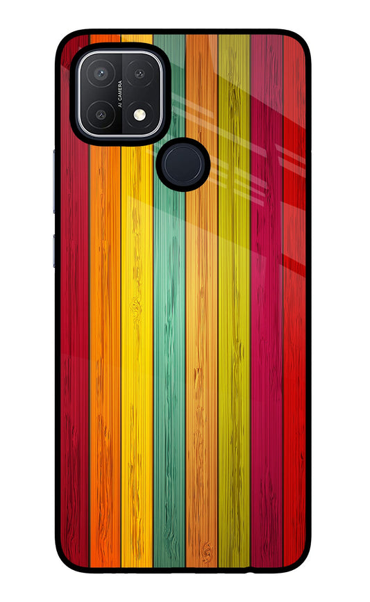 Multicolor Wooden Oppo A15/A15s Glass Case