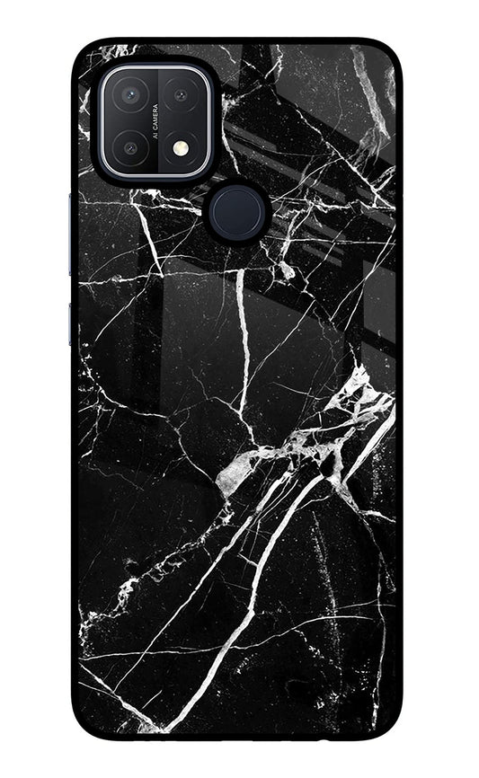 Black Marble Pattern Oppo A15/A15s Glass Case