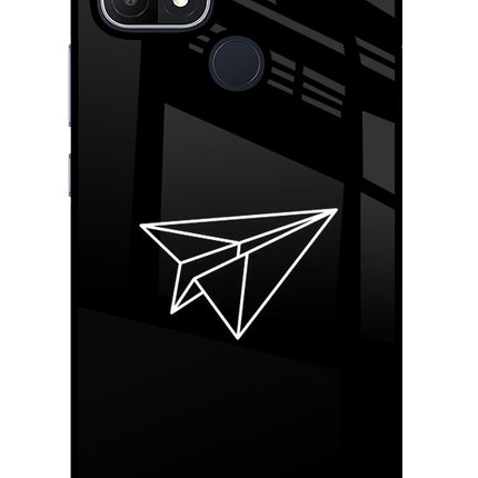 Paper Plane White Oppo A15/A15s Glass Case Back Cover by Casekaro