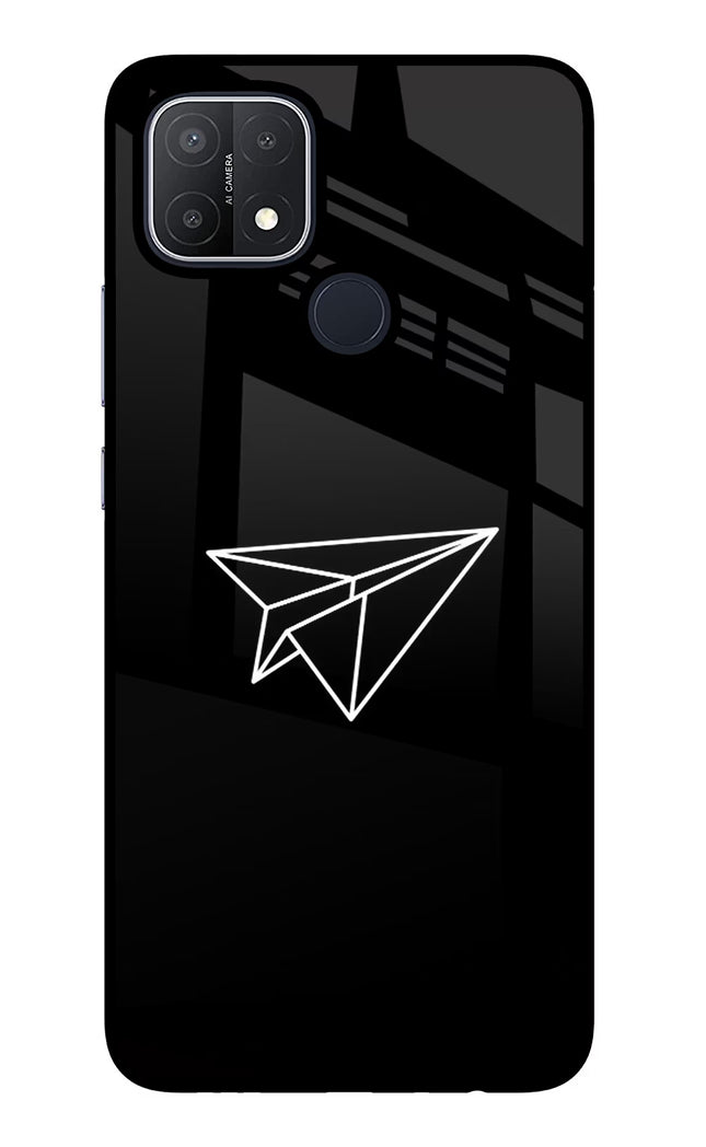 Paper Plane White Oppo A15/A15s Glass Case Back Cover by Casekaro