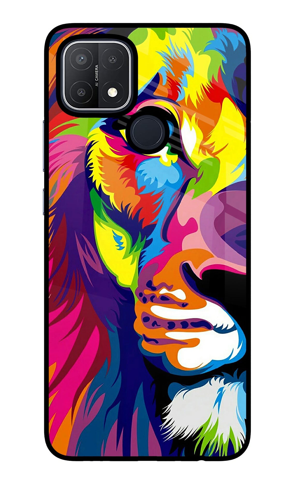 Lion Half Face Oppo A15/A15s Glass Case