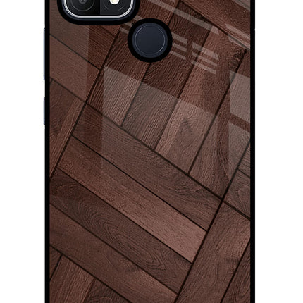 Wooden Texture Design Oppo A15/A15s Glass Case