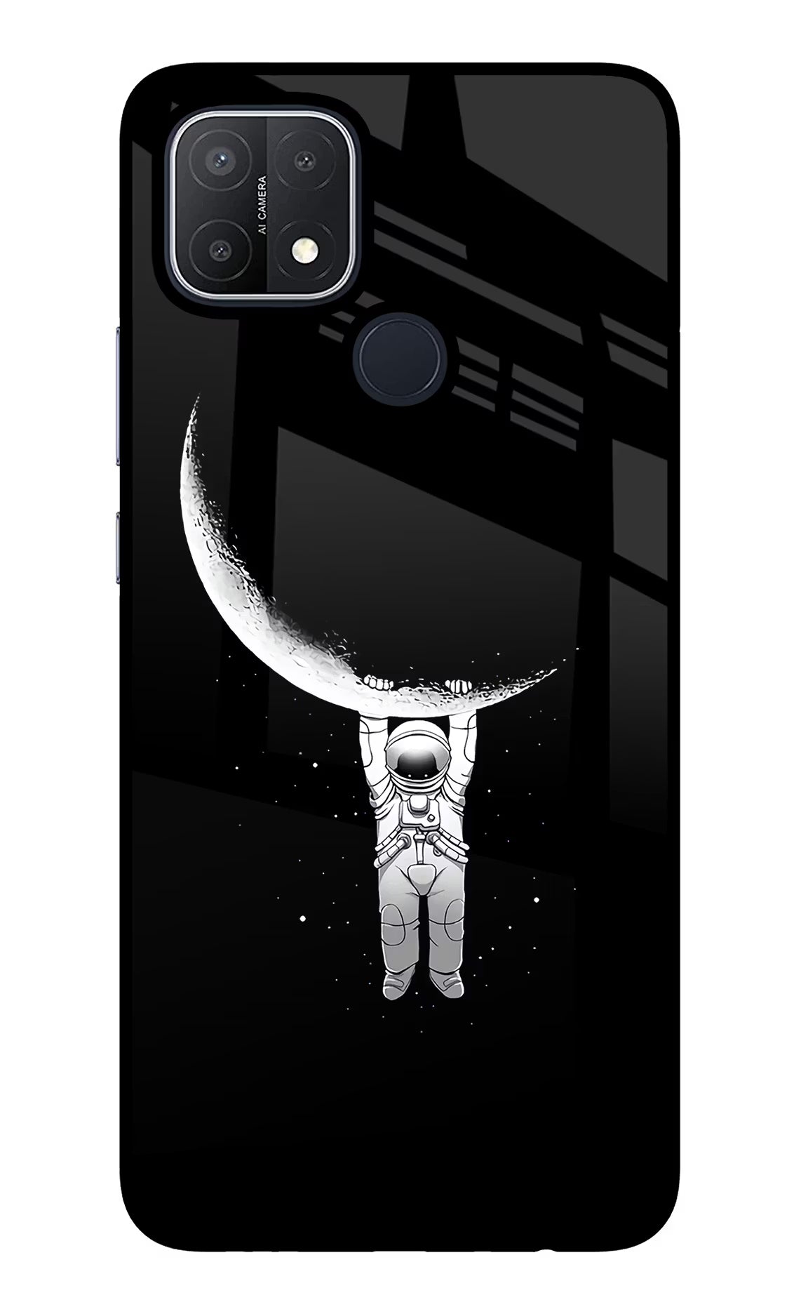Moon Space Oppo A15/A15s Glass Case Back Cover by Casekaro