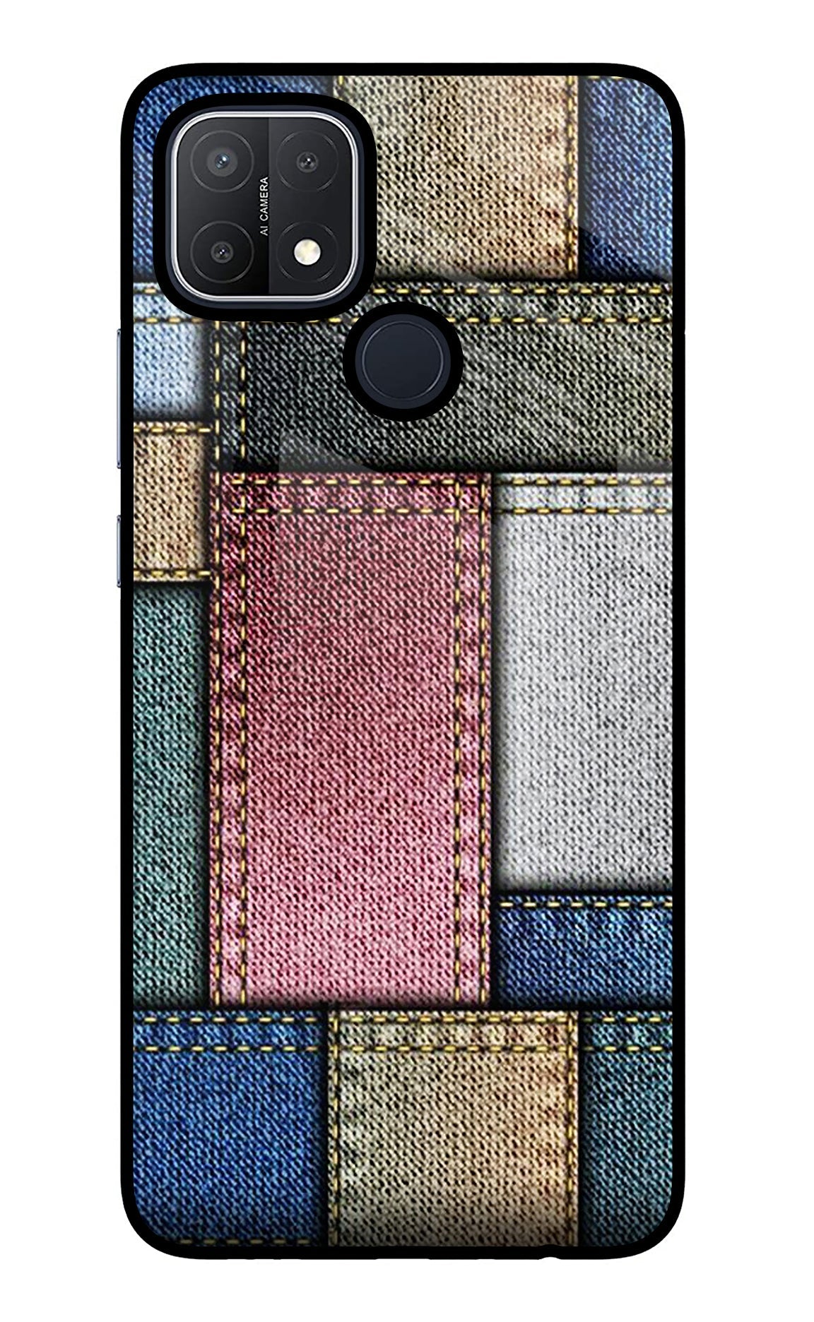 Multicolor Jeans Oppo A15/A15s Glass Case