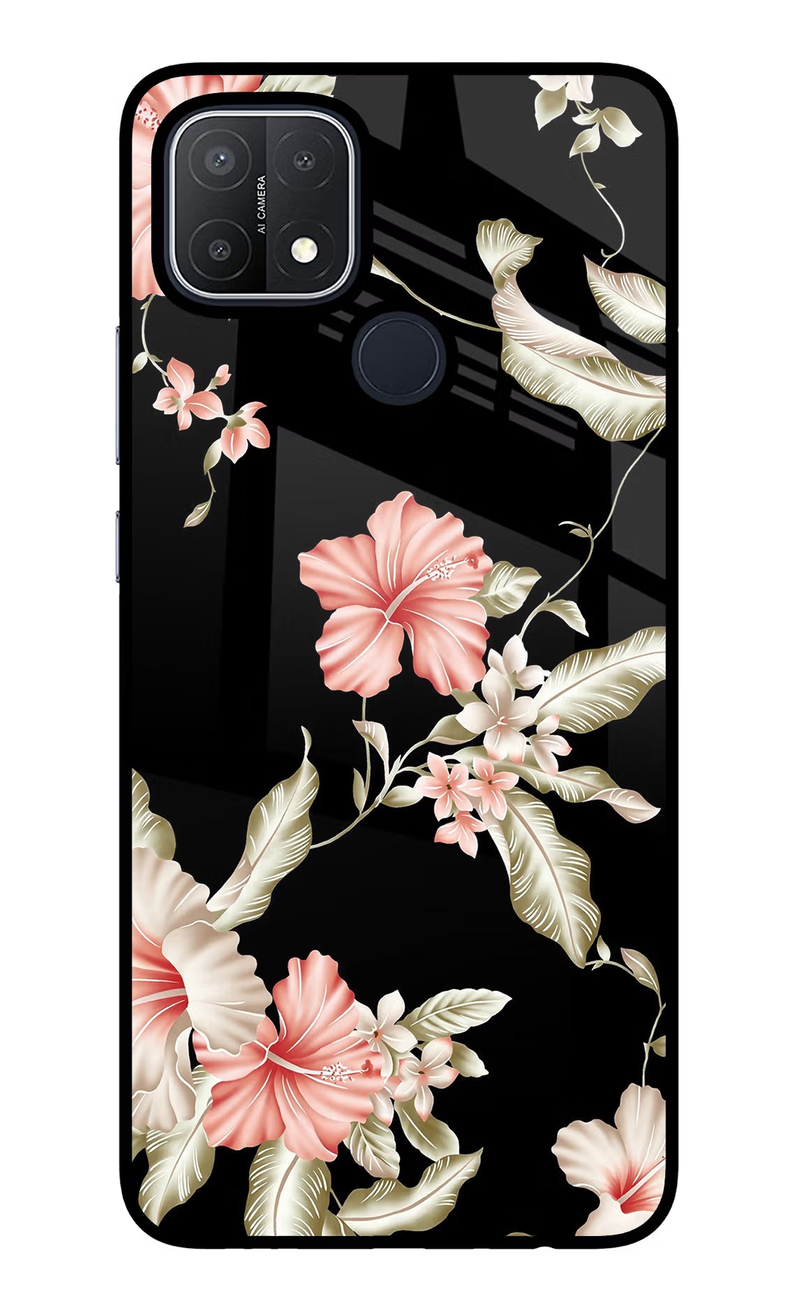 Flowers Oppo A15/A15s Glass Case Back Cover by Casekaro