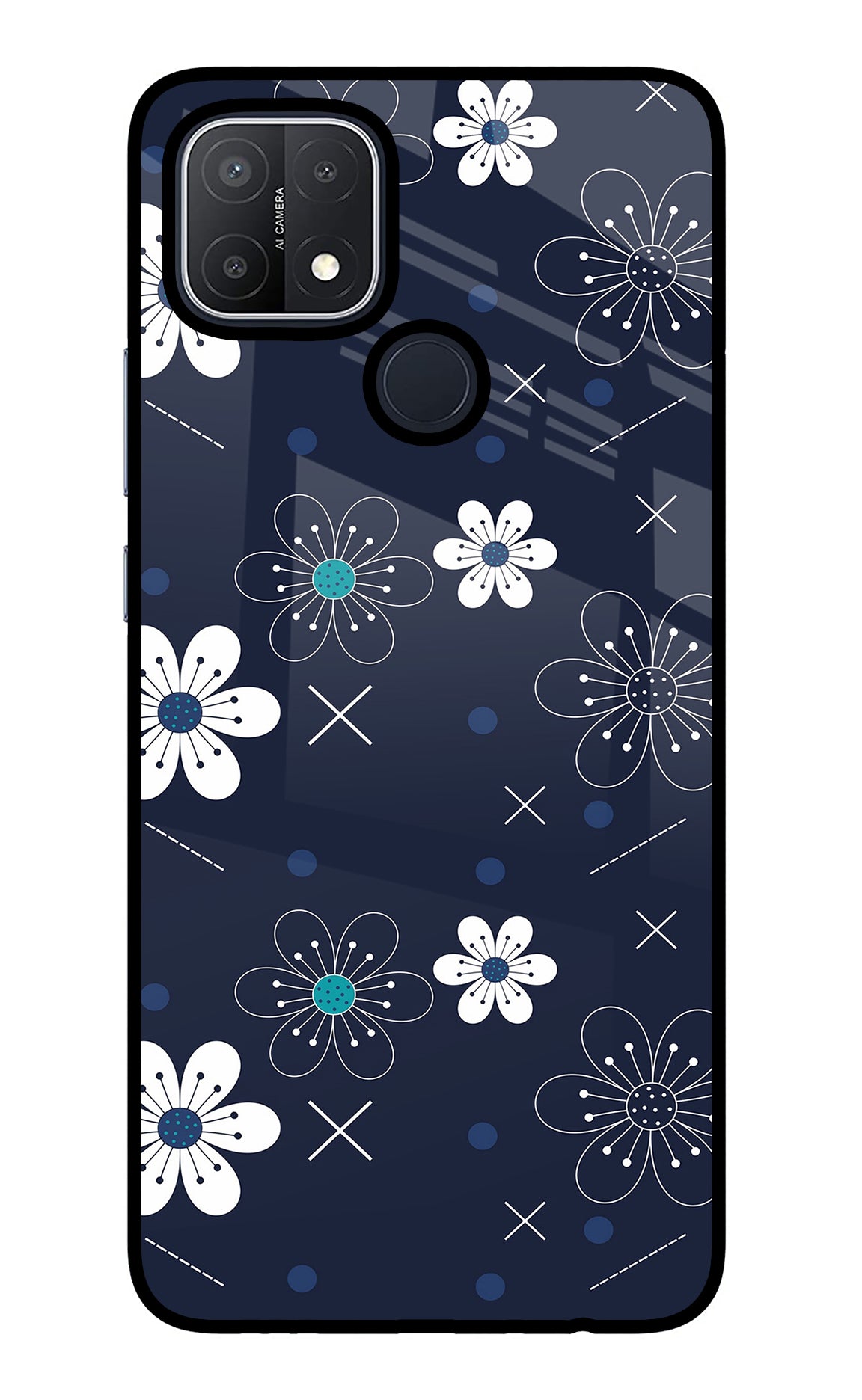 Flowers Oppo A15/A15s Glass Case