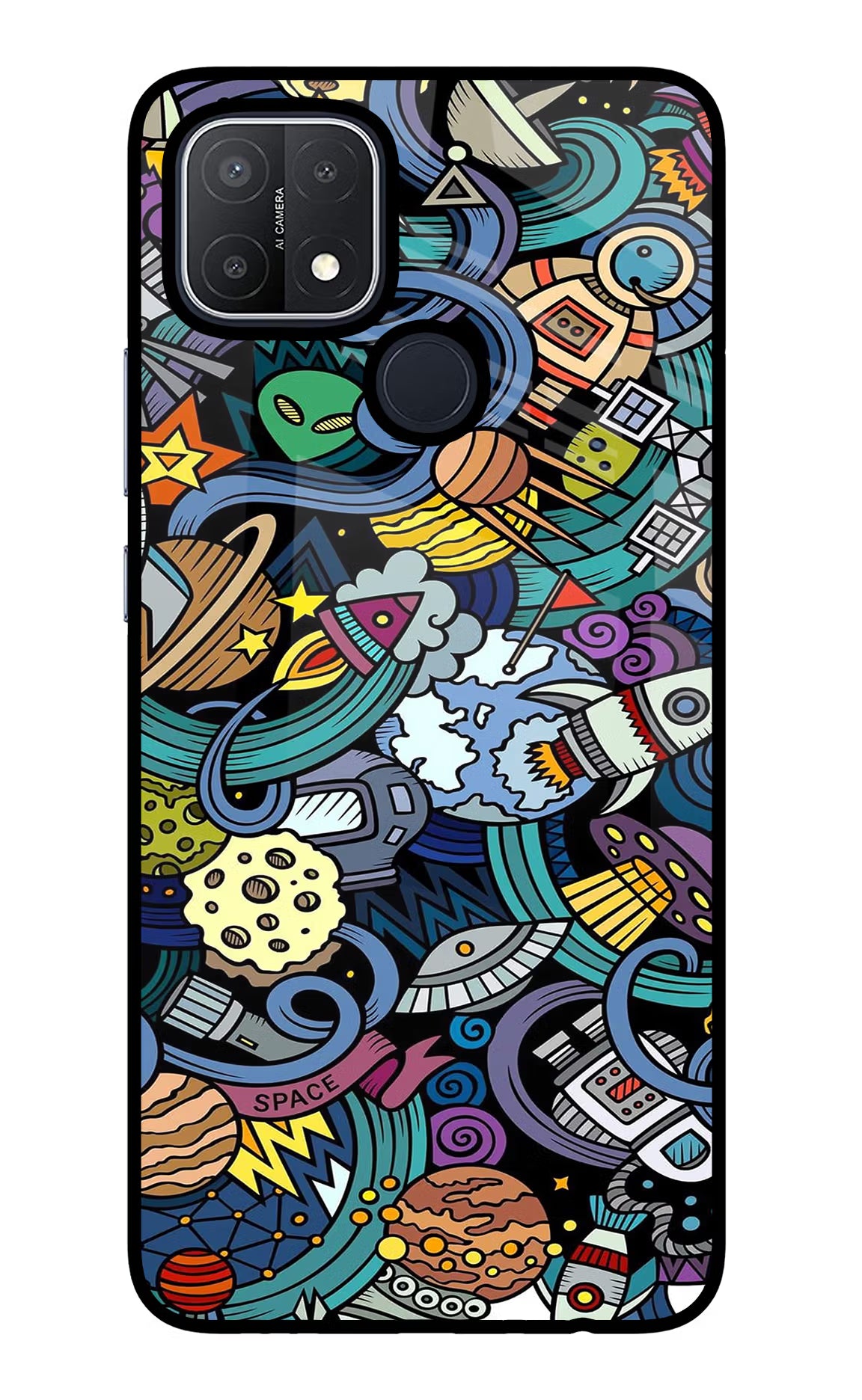 Space Abstract Oppo A15/A15s Glass Case Back Cover by Casekaro