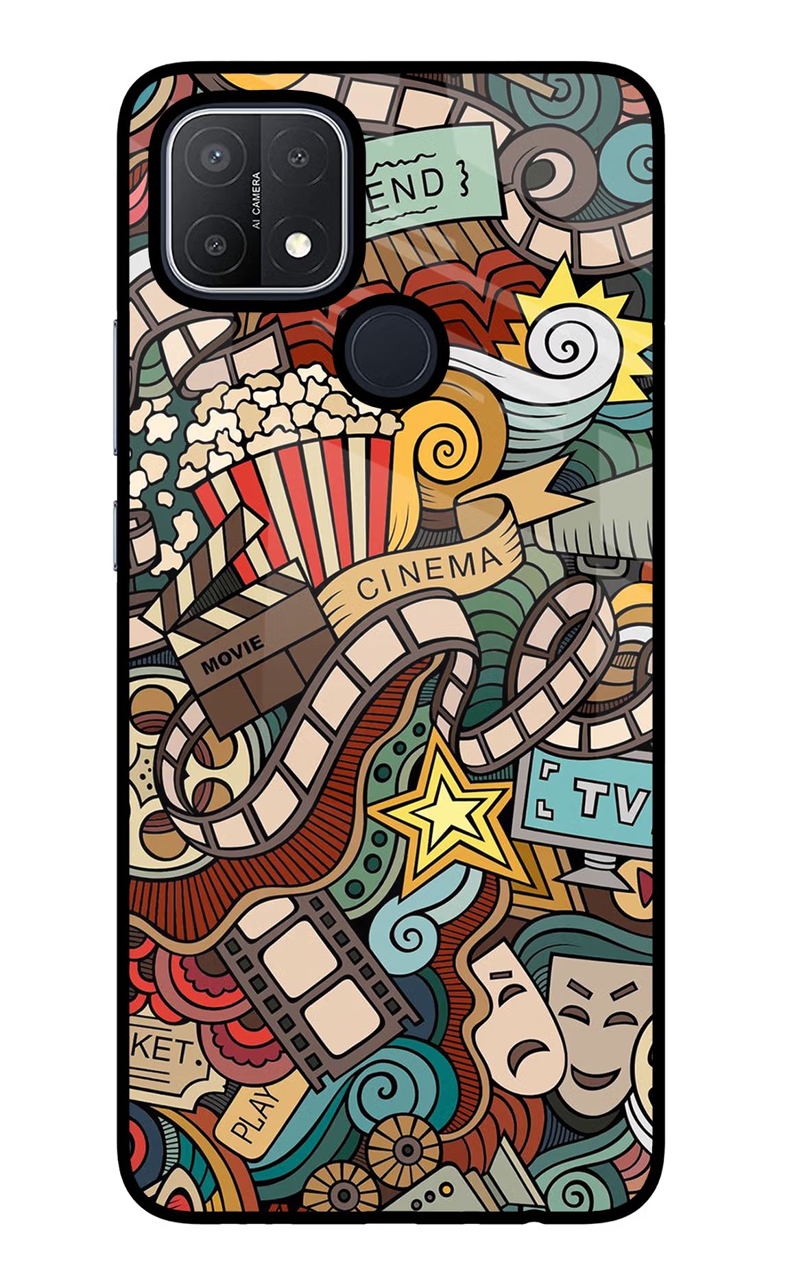 Cinema Abstract Oppo A15/A15s Glass Case Back Cover by Casekaro