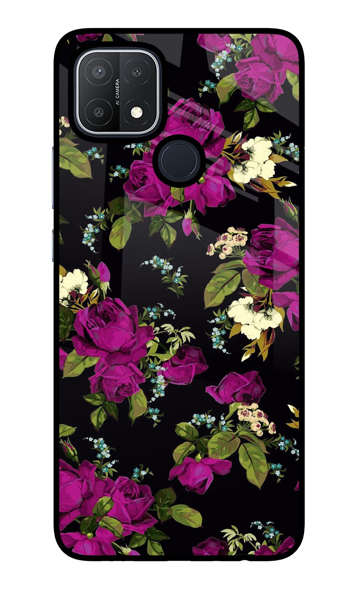 Flowers Oppo A15/A15s Glass Case