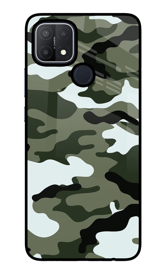 Camouflage Oppo A15/A15s Glass Case Back Cover by Casekaro