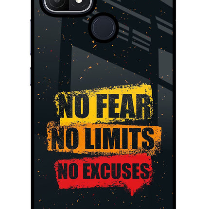 No Fear No Limits No Excuse Oppo A15/A15s Glass Case Back Cover by Casekaro