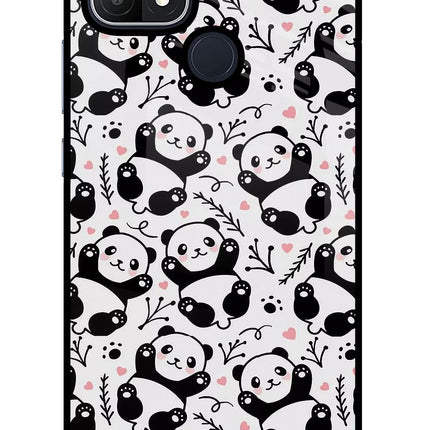 Cute Panda Oppo A15/A15s Glass Case Back Cover by Casekaro