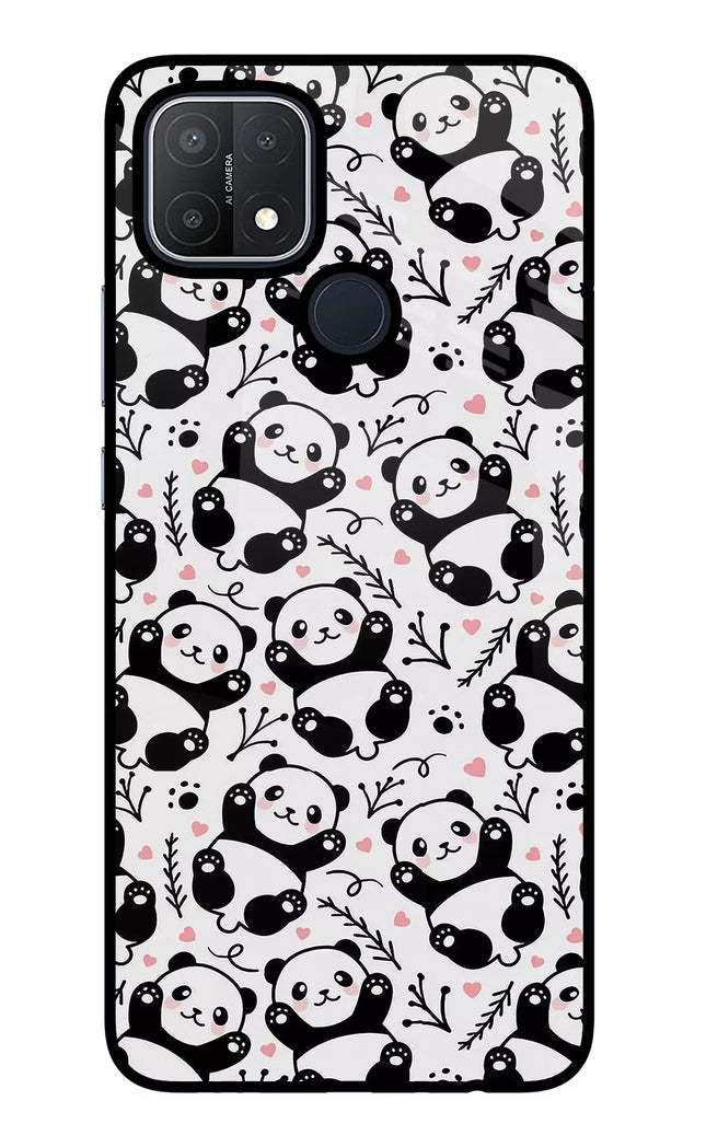 Cute Panda Oppo A15/A15s Glass Case Back Cover by Casekaro