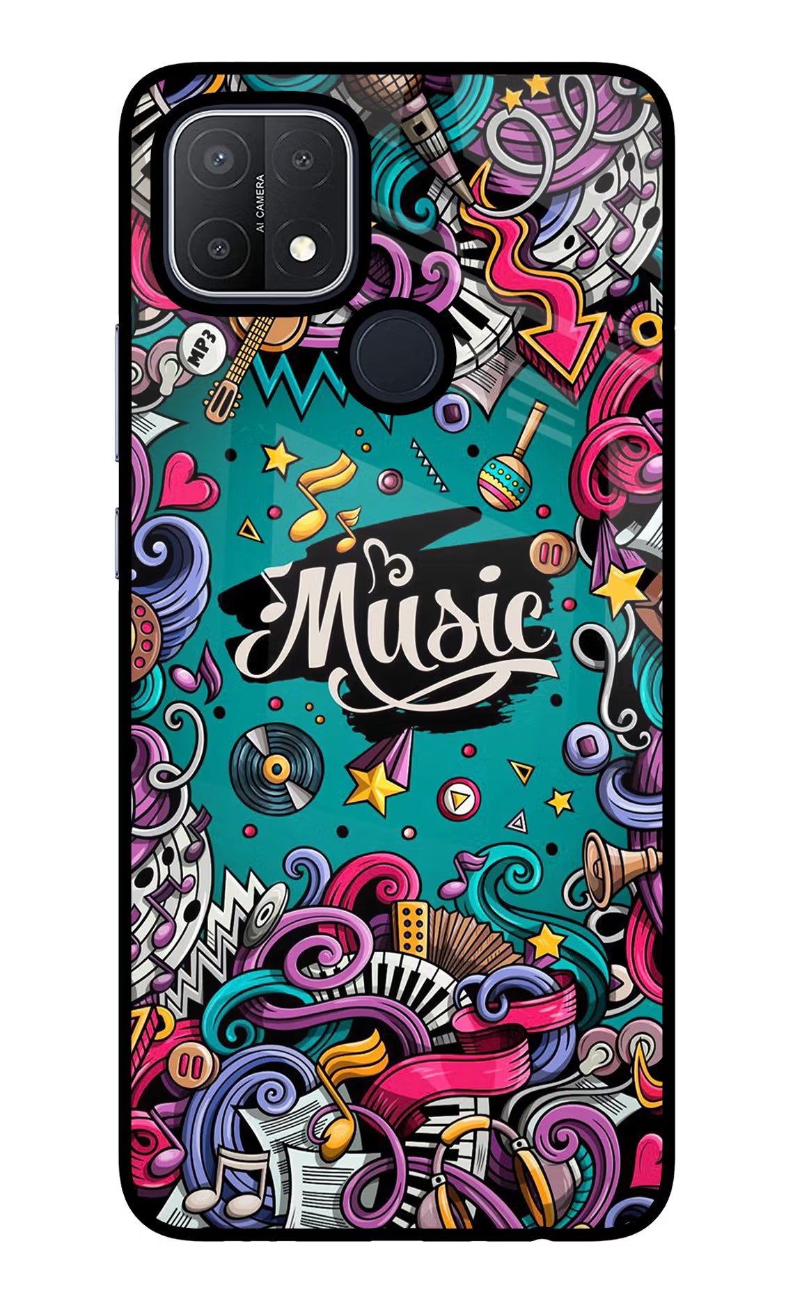 Music Graffiti Oppo A15/A15s Glass Case