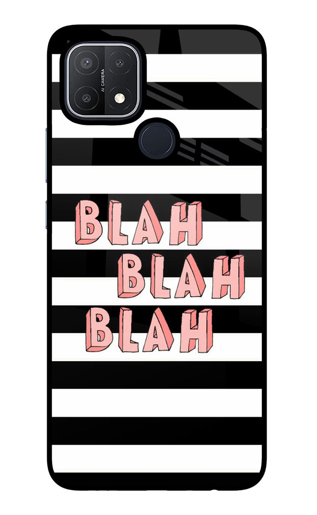 Blah Blah Blah Oppo A15/A15s Glass Case Back Cover by Casekaro