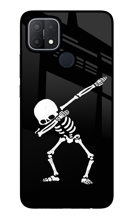 Dabbing Skeleton Art Oppo A15/A15s Glass Case