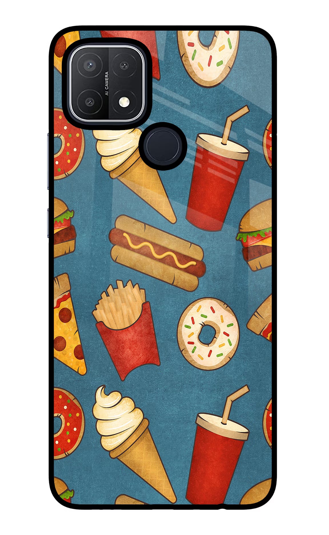 Foodie Oppo A15/A15s Glass Case Back Cover by Casekaro