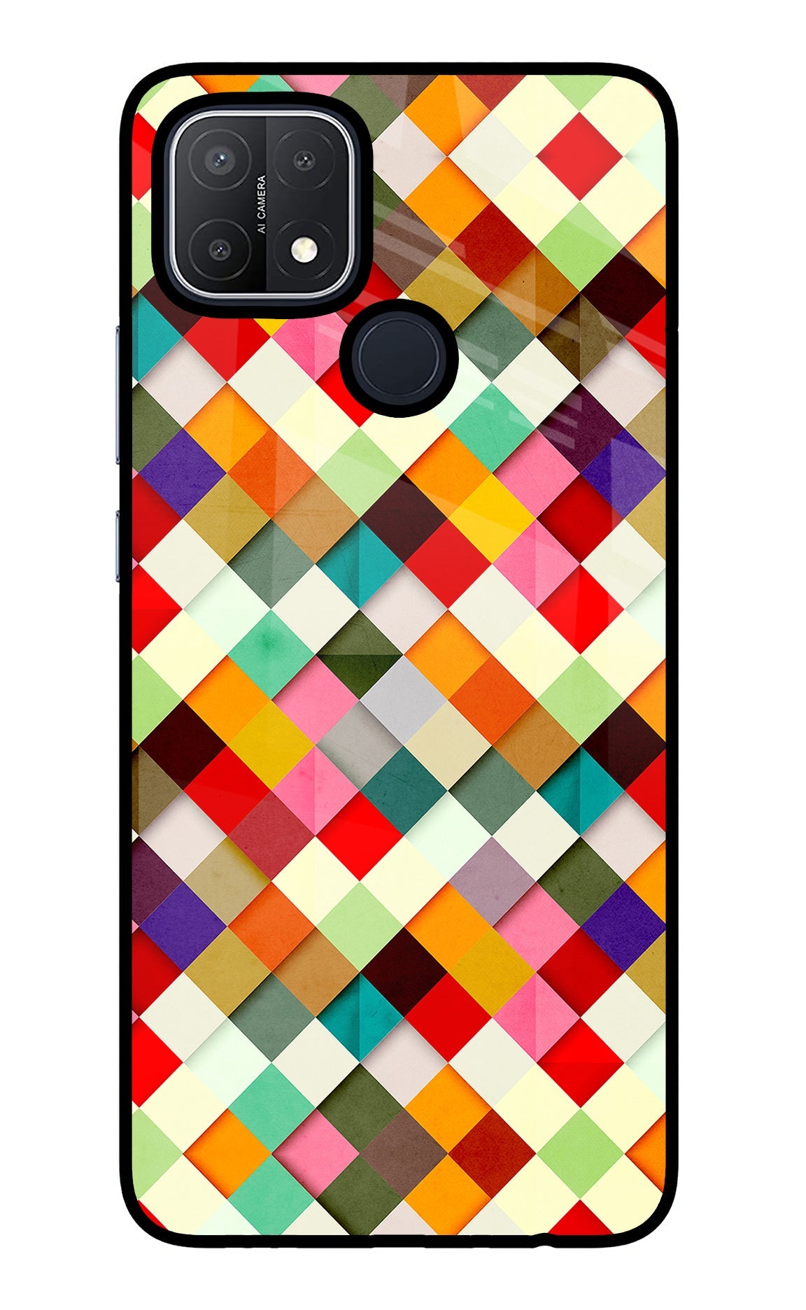 Geometric Abstract Colorful Oppo A15/A15s Glass Case