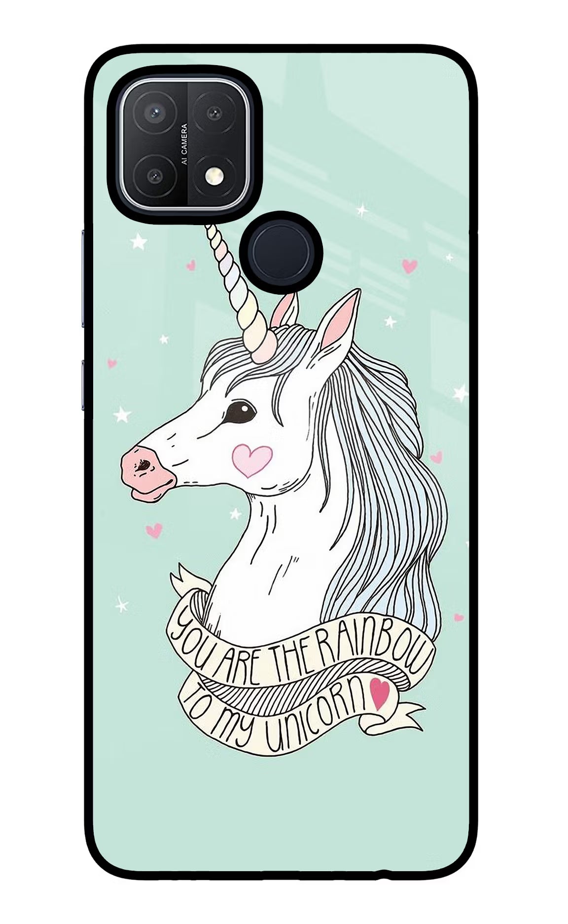 Unicorn Wallpaper Oppo A15/A15s Glass Case Back Cover by Casekaro