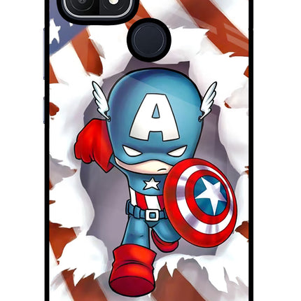 Captain America Oppo A15/A15s Glass Case Back Cover by Casekaro