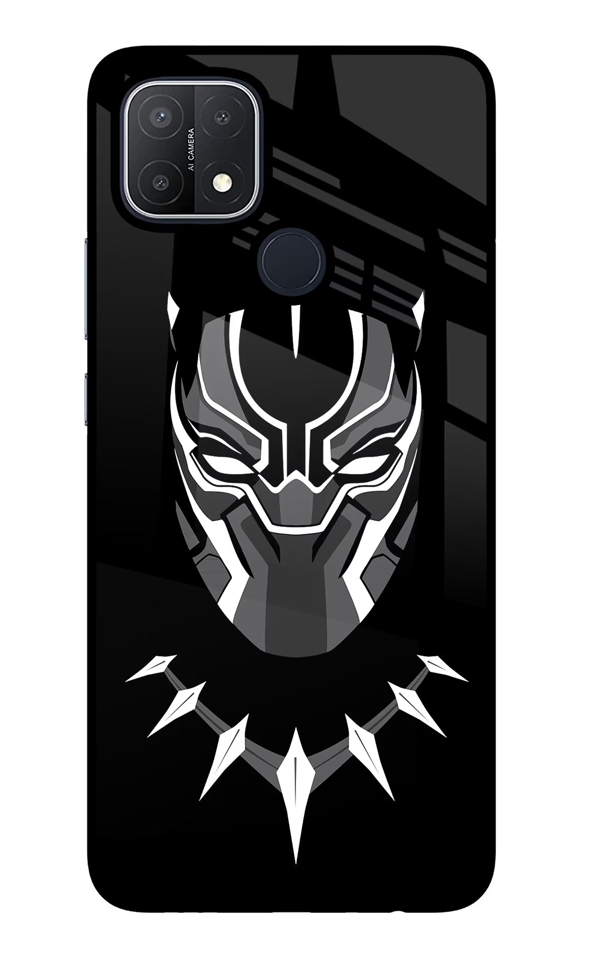 Black Panther Oppo A15/A15s Glass Case Back Cover by Casekaro